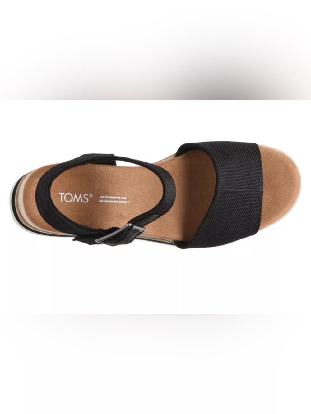 TOMS Black and Tan Platform Ankle-Strap Sandal